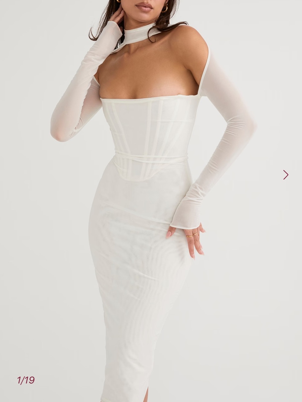 NWT and Box House of CB Milarose Dress in XS (regular cup) in White